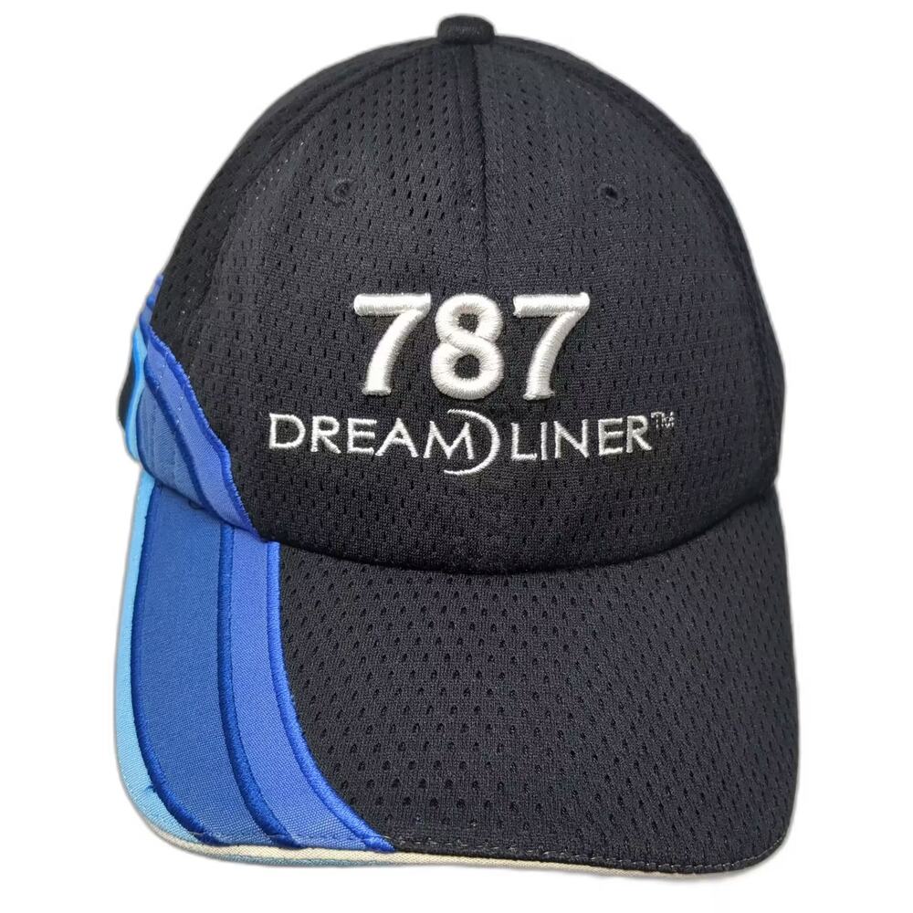 Boeing 787 Dreamliner Baseball Cap Black Blue Mesh OS Slideback Hat Adjustable